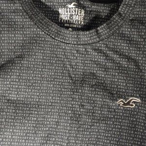 Hollister Men's 100% Cotton Tee Black/Grey